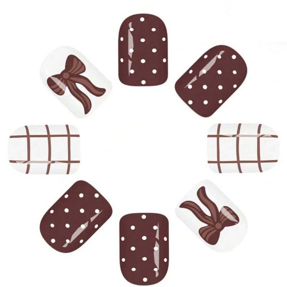 Coquette Glam Brown & White Polka Dot Press On Nail Set NEW 🏷️_2